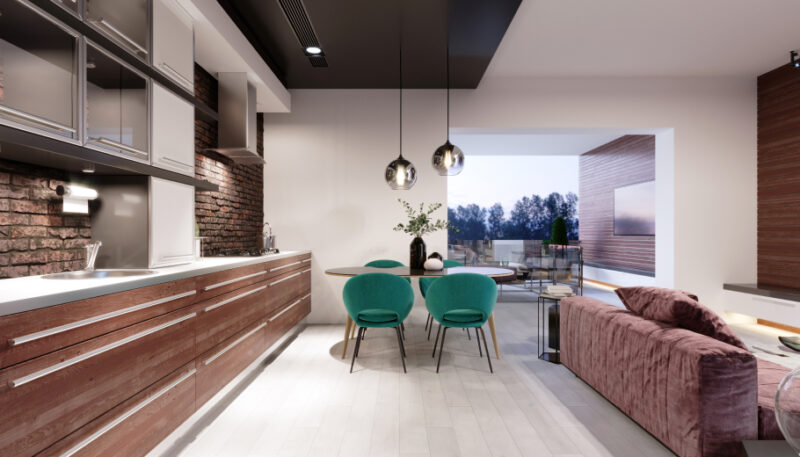 Modern kitchen with bright finishes