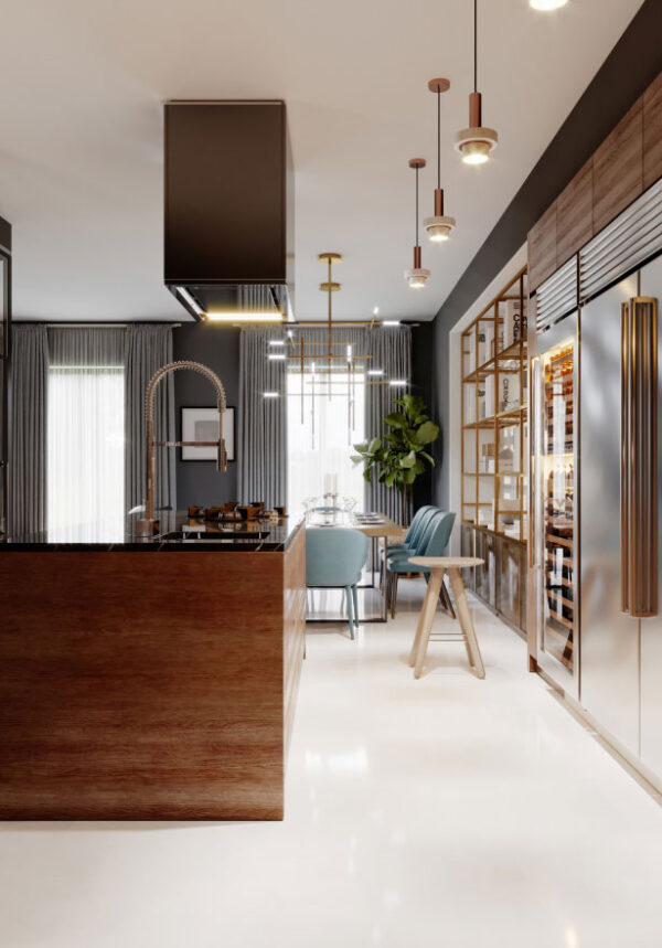 Tall portrait kitchen with custom cabinetry
