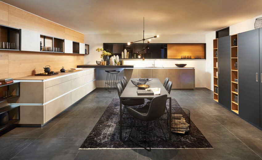 Modern white kitchen project with large island